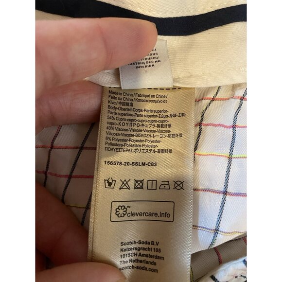 Scotch & Soda Checked Flat Front Ankle Length Pant Tailored Multicolored Large - Picture 9 of 12